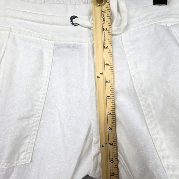 ATHLETA Linen‎ Cropped Pants Elastice Drawstring Waist White Womens Size 2P - Picture 10 of 13